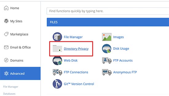 قسمت Directory Privacy