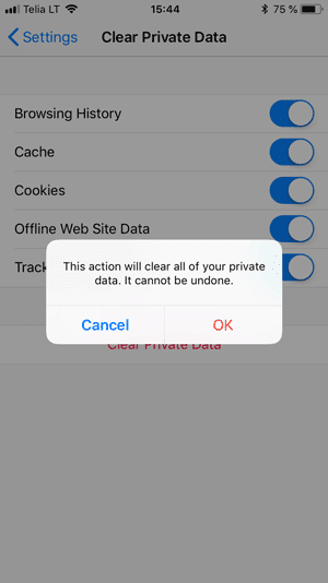 حذف کش مرورگر موزیلا فایرفاکس در iOS