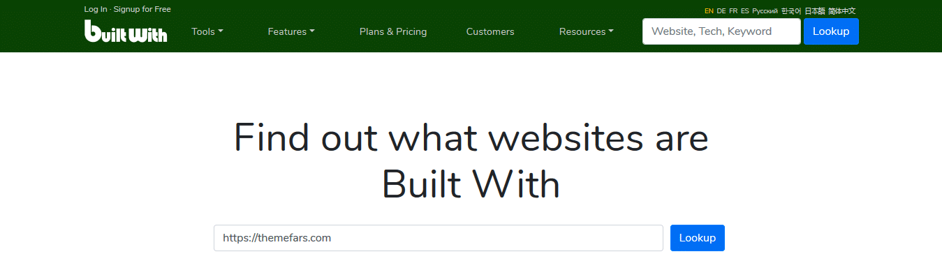 تشخیص CMS سایت با BuiltWith