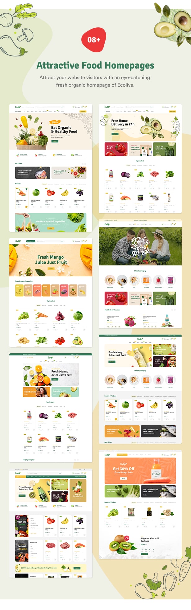 قالب Ecolive - قالب وردپرس ووکامرس مواد غذایی ارگانیک