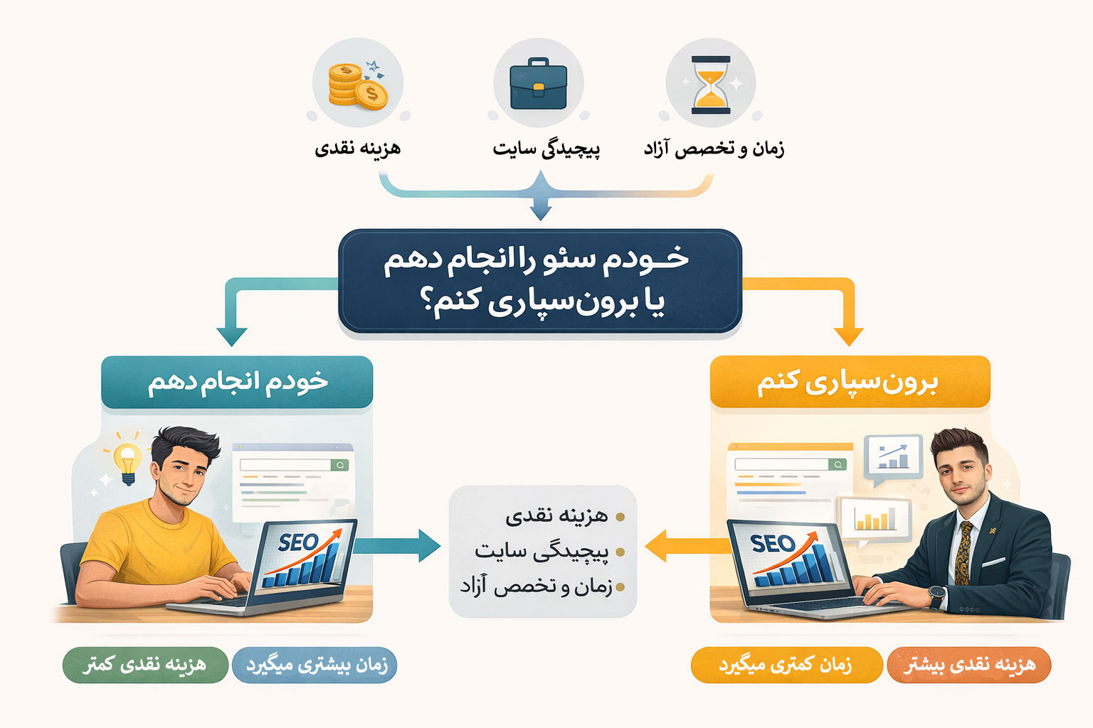 خودم سئو را انجام دهم یا برونسپاری کنم؟